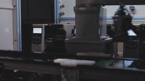 Robotic Arm Assembling Microchip Electronics Close Up Macro Inside Factory 動画素材 142136198