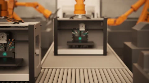 Robotic Arm Assembling Product. Loop Animation Stock Footage 51208833