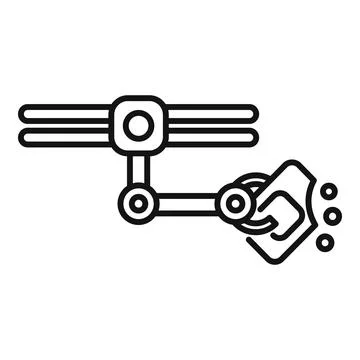 Robotic arm assembly line delivering industrial goods concept Stock Illustration