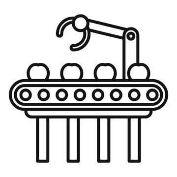 Robotic arm automatically sorting fruits on conveyor belt Stock Illustration