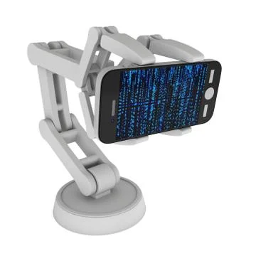 Robotic arm with binary code 3d Stock-Illustration