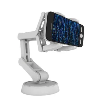 Robotic arm with binary code 3d 스톡 일러스트
