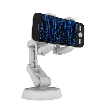 Robotic arm with binary code 3d Illustrazione stock