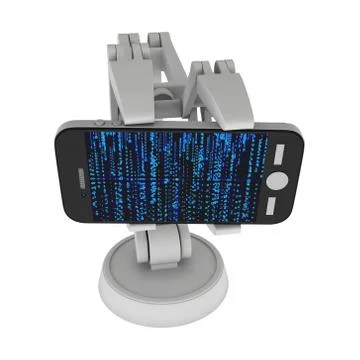 Robotic arm with binary code 3d 스톡 일러스트