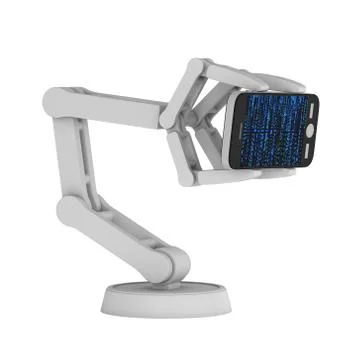 Robotic arm with binary code 3d Stock-Illustration