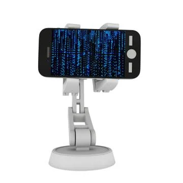 Robotic arm with binary code 3d 스톡 일러스트