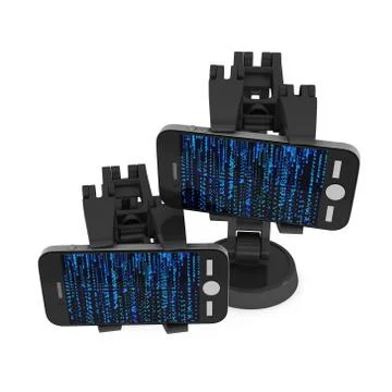 Robotic arm with binary code 3d 스톡 일러스트