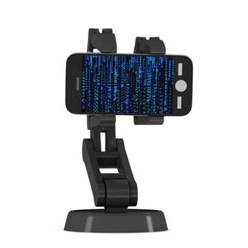 Robotic arm with binary code 3d Stock-Illustration