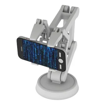 Robotic arm with binary code 3d Illustrazione stock