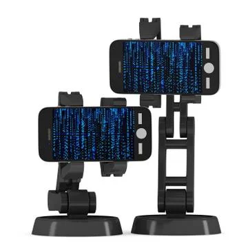 Robotic arm with binary code 3d Illustrazione stock