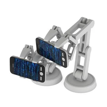 Robotic arm with binary code 3d Stock Illustration