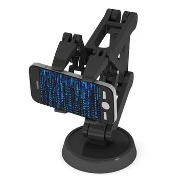 Robotic arm with binary code 3d Illustrazione stock