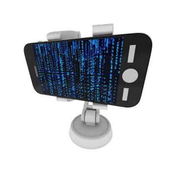 Robotic arm with binary code 3d 库存插图