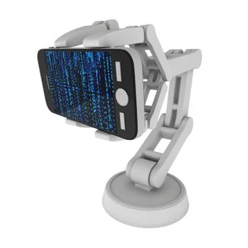 Robotic arm with binary code 3d Stock Illustration