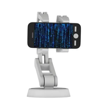 Robotic arm with binary code 3d Stock-Illustration