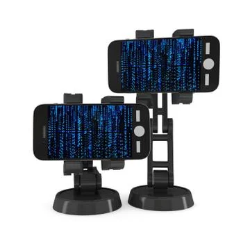 Robotic arm with binary code 3d Stock Illustration