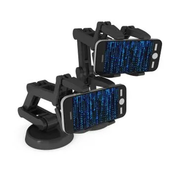 Robotic arm with binary code 3d Stock Illustration