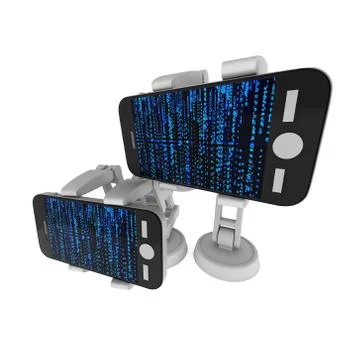 Robotic arm with binary code 3d Illustrazione stock