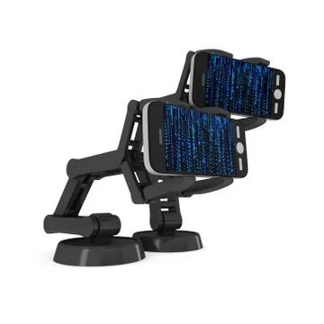 Robotic arm with binary code 3d Stock Illustration