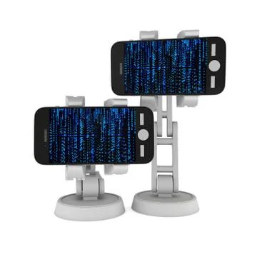 Robotic arm with binary code 3d イラスト素材