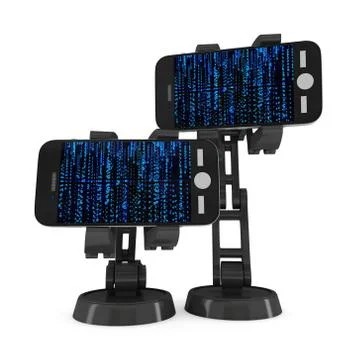 Robotic arm with binary code 3d 스톡 일러스트