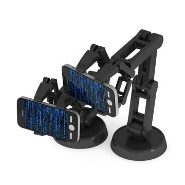 Robotic arm with binary code 3d Stock Illustration