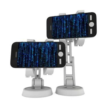 Robotic arm with binary code 3d 스톡 일러스트