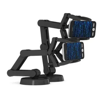 Robotic arm with binary code 3d Stock Illustration