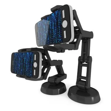 Robotic arm with binary code 3d Stock-Illustration