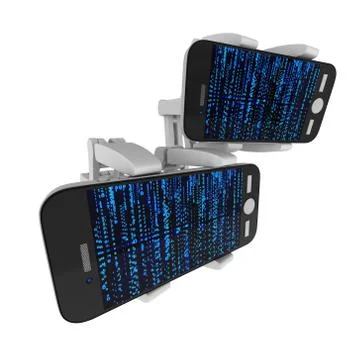 Robotic arm with binary code 3d 스톡 일러스트