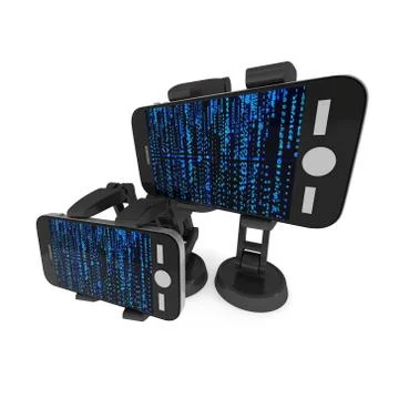 Robotic arm with binary code 3d Stock Illustration