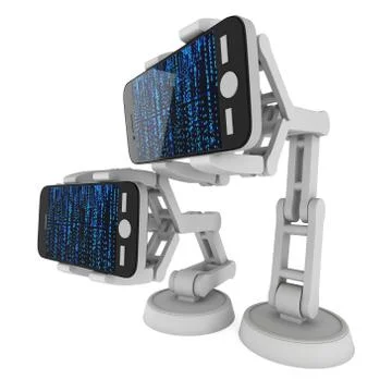 Robotic arm with binary code 3d Stock Illustration