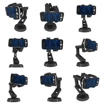 Robotic arm with binary code 3d 스톡 일러스트