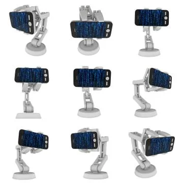 Robotic arm with binary code 3d Stock Illustration