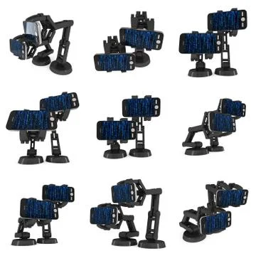 Robotic arm with binary code 3d Stock-Illustration