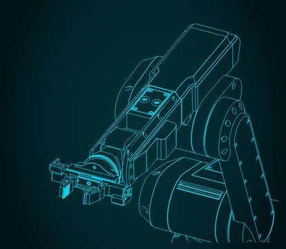 Robotic arm blueprint Illustrazione stock