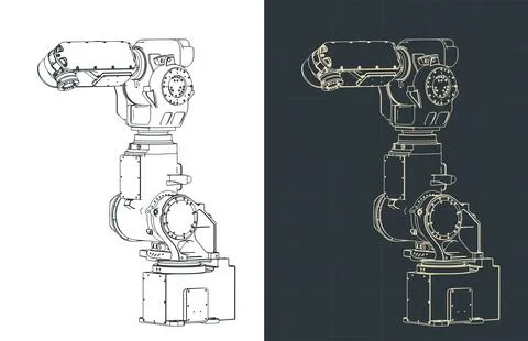 Robotic arm blueprints Stock Illustration