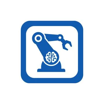 Robotic arm with brain symbol for artificial intelligence and automation in.. Ilustração Stock