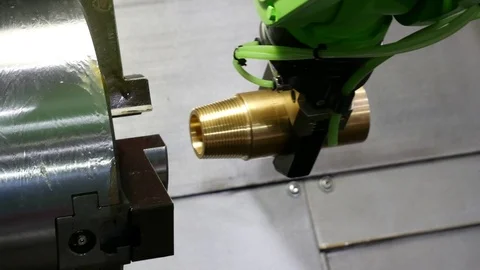 Robotic arm with built-in machining spindle. Stock Footage 90032435