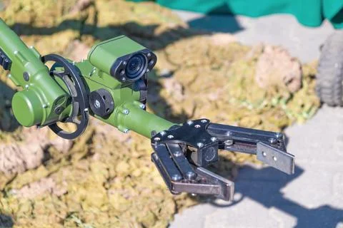 Robotic arm with camera and claw. Sapper robot Stock Photos