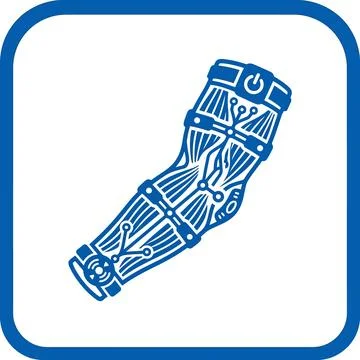 Robotic arm with circuits and power button for prosthetics. 库存插图