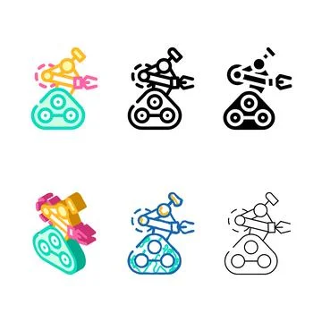 Robotic arm color icon vector sign styles Stock Illustration