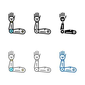 Robotic arm color icon vector types 스톡 일러스트