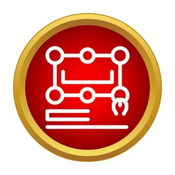 Robotic arm connecting circuit nodes in red button イラスト素材
