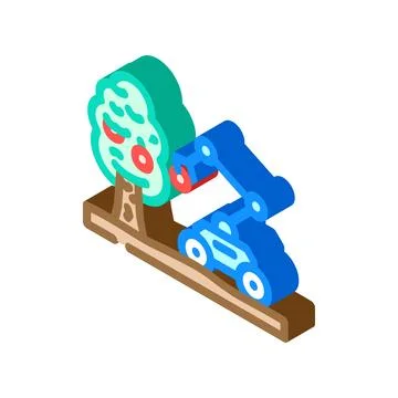 Robotic arm crops robot harvests isometric icon vector illustration Stock Illustration