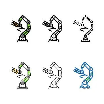 Robotic arm crops robot harvests color icon simplified vector Stock Illustration