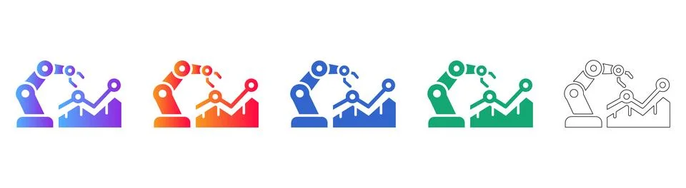 Robotic Arm Data Analytics Icons Illustrazione stock