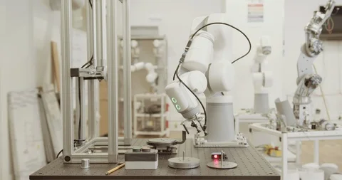 Robotic arm doing repetitive task Stock Footage 121670304