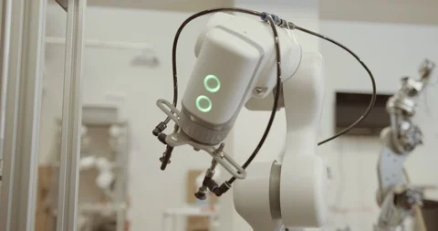 Robotic arm doing repetitive task Stock Footage 121676743