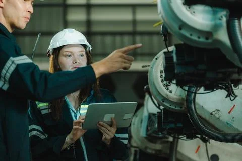 Robotic arm engineer concept. Stock Photos